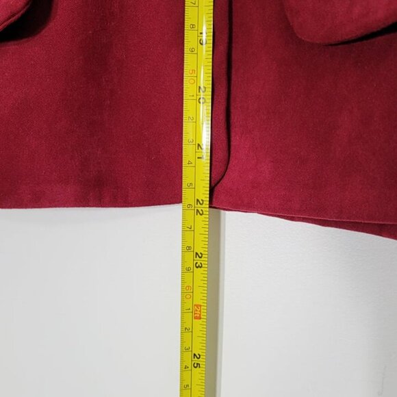 Tobi Red Faux Suede Three Button Lock Long Sleeve Business Woman Classic Blazer - Picture 10 of 11